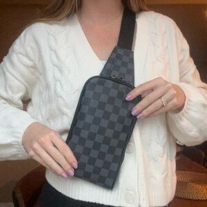 Checkered Black and Gray Crossbody Bag